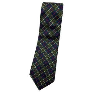 BREUER Men's 100% Silk Necktie LUXURY Tie Blue Green Tartan W:4" EUC